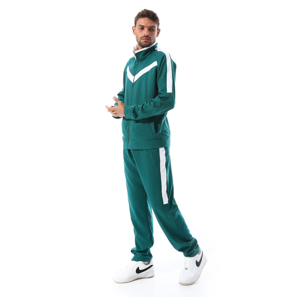 White_Chevron_Front_Accent_Tracksuit_Set_-_Turquoise