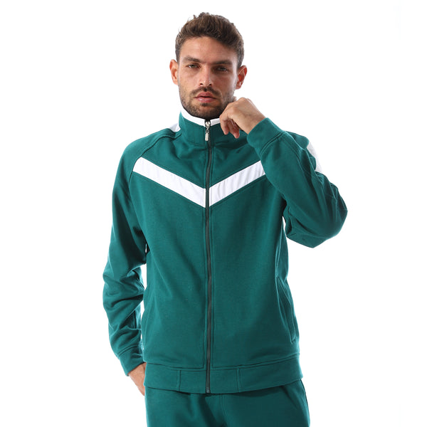 White_Chevron_Front_Accent_Tracksuit_Set_-_Turquoise