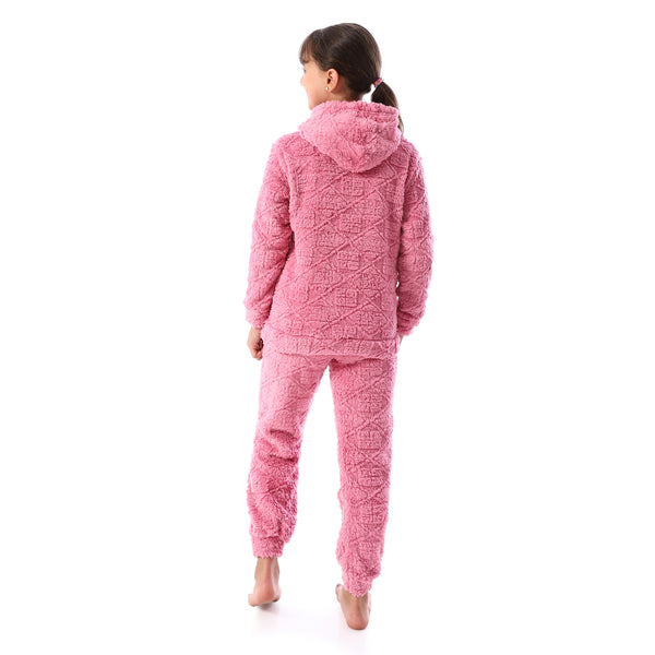 Lattice_Pattern_Fur_Hooded_Girls'_Pajama_-_Kashmir