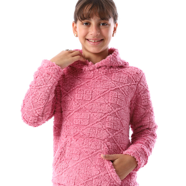 Lattice_Pattern_Fur_Hooded_Girls'_Pajama_-_Kashmir