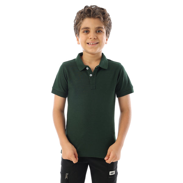 Short Sleeves Pique Boys Polo Shirt - Dark Olive