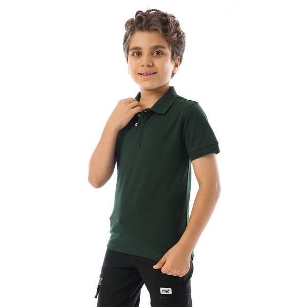 Short Sleeves Pique Boys Polo Shirt - Dark Olive