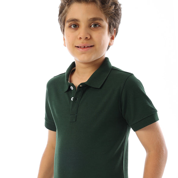 Short Sleeves Pique Boys Polo Shirt - Dark Olive