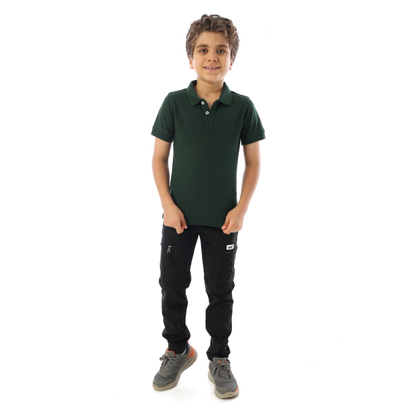 Short Sleeves Pique Boys Polo Shirt - Dark Olive