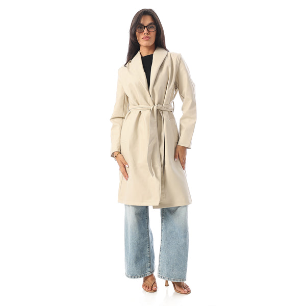 Shawl_Collar_Faux_Leather_Elegant_Coat_-_Beige