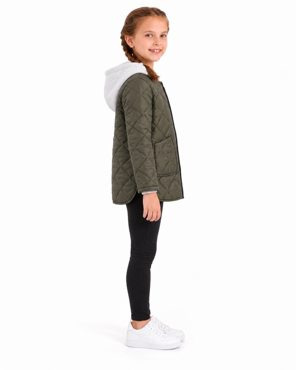 Diamond-quilted_Girls_Hooded_Jacket_-_Dark_Olive