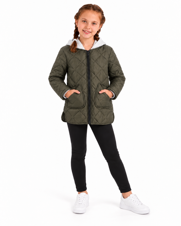 Diamond-quilted_Girls_Hooded_Jacket_-_Dark_Olive