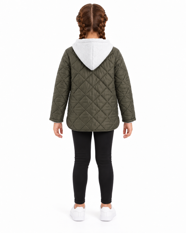 Diamond-quilted_Girls_Hooded_Jacket_-_Dark_Olive