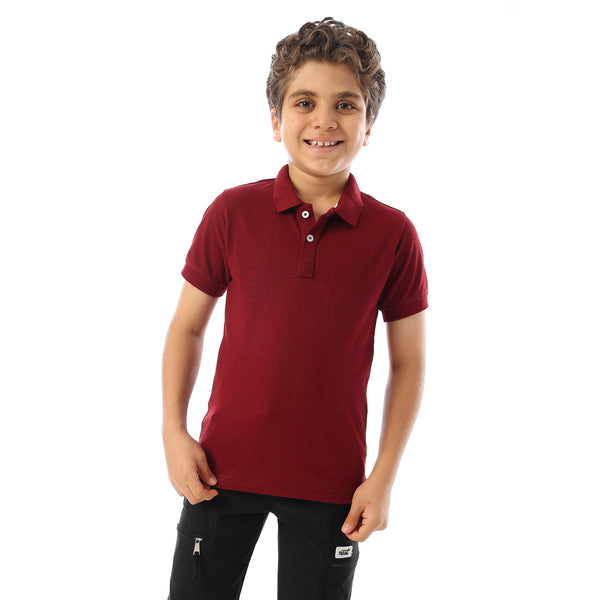 Maroon Short Sleeves Pique Boys Polo Shirt - Maroon