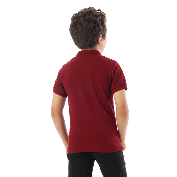 Maroon Short Sleeves Pique Boys Polo Shirt - Maroon