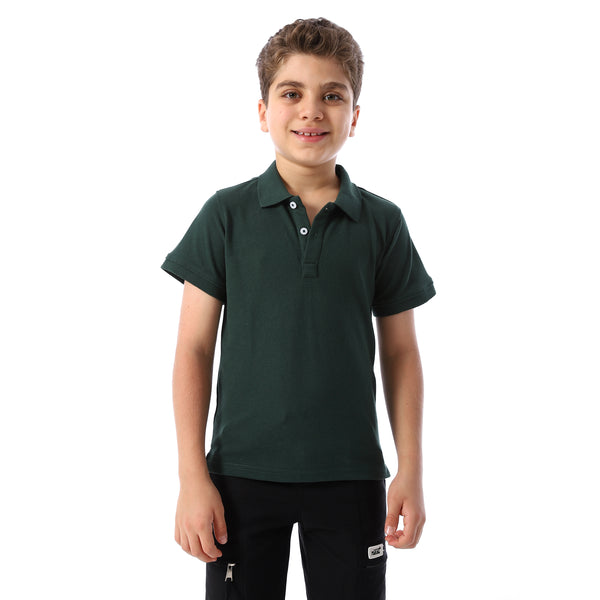 Olive Short Sleeves Pique Boys Polo Shirt - Olive