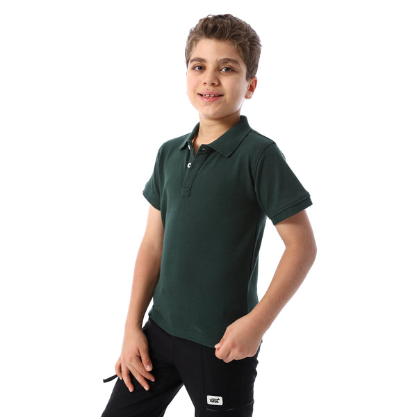 Olive Short Sleeves Pique Boys Polo Shirt - Olive