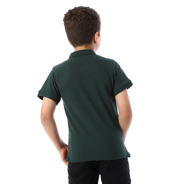 Olive Short Sleeves Pique Boys Polo Shirt - Olive