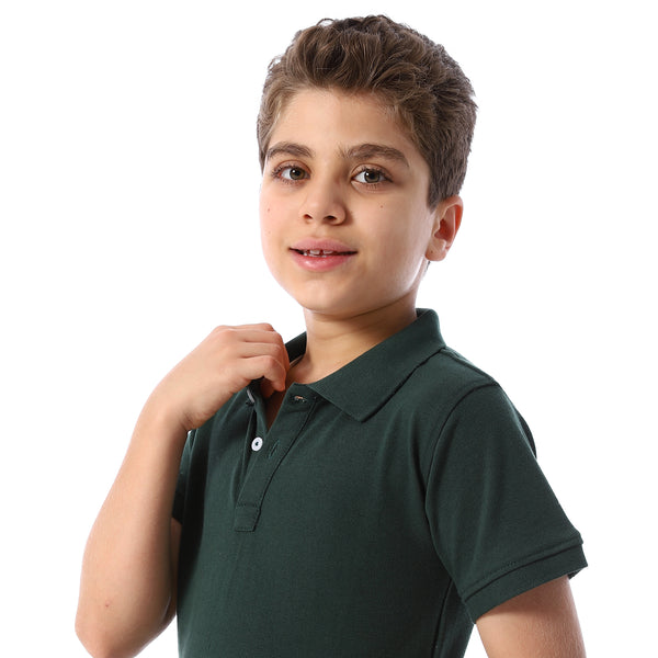 Olive Short Sleeves Pique Boys Polo Shirt - Olive