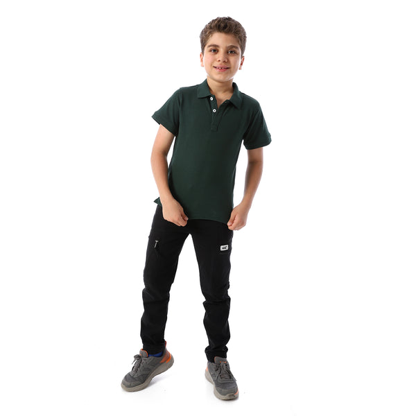 Olive Short Sleeves Pique Boys Polo Shirt - Olive