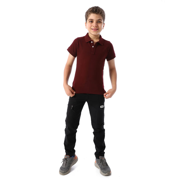 eggplant Short Sleeves Pique Boys Polo Shirt - eggplant