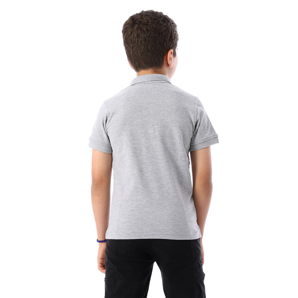 Silver Short Sleeves Pique Boys Polo Shirt - Silver