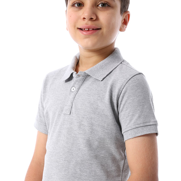 Silver Short Sleeves Pique Boys Polo Shirt - Silver