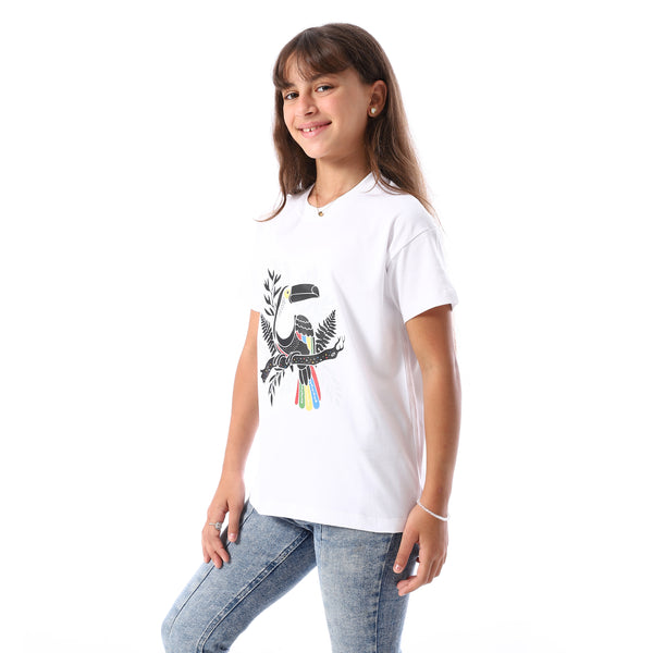 Printed_Slip_On_Relaxed_Fit_White_Girls'_T-Shirt_-White