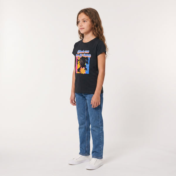 Regular Fit Slip On Printed Girls T-Shirt - Black
