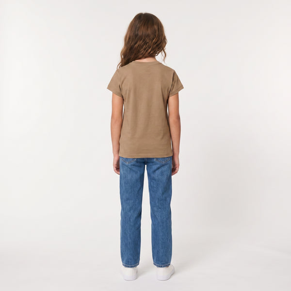 Regular Fit Slip On Printed Girls T-Shirt - Café