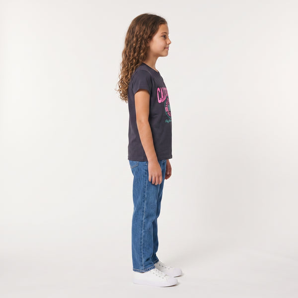 Regular Fit Slip On Printed Girls T-Shirt - Dark Grey