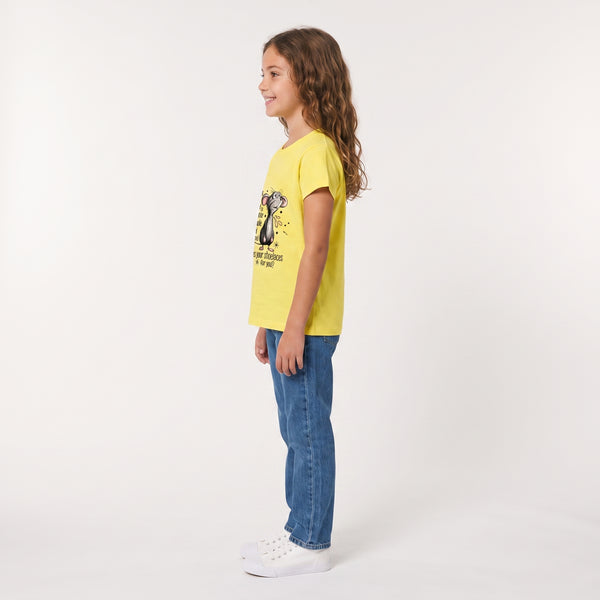 Regular Fit Slip On Printed Girls T-Shirt - Yellow