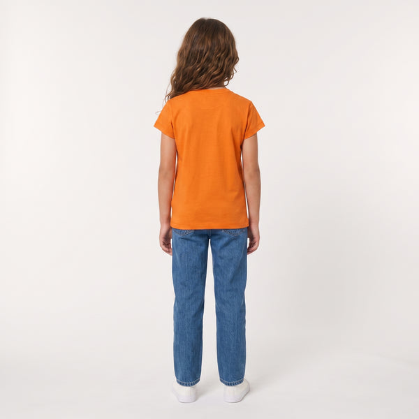 Regular Fit Slip On Printed Girls T-Shirt - Orange