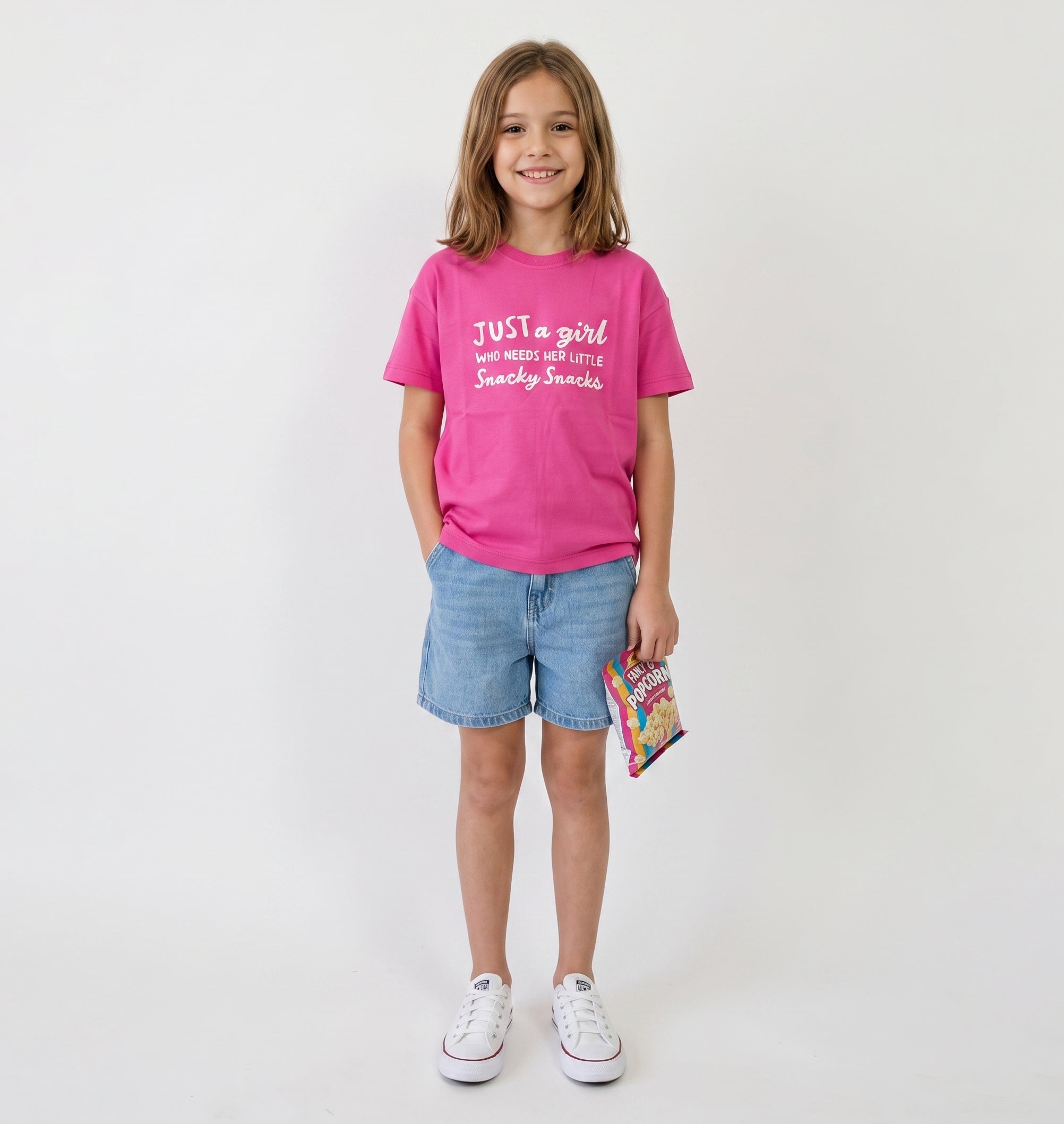 Regular Fit Slip On Printed Girls T-Shirt - Fuchsia