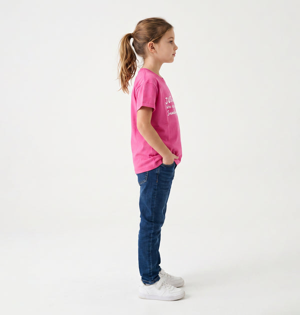 Regular Fit Slip On Printed Girls T-Shirt - Fuchsia