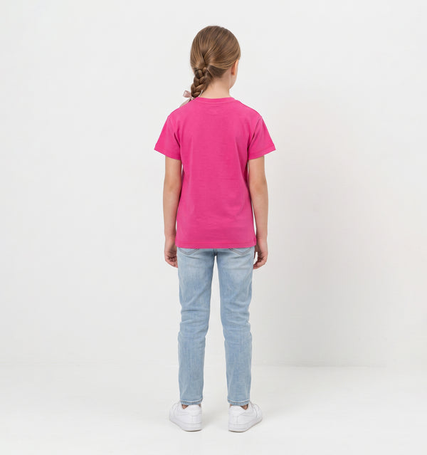 Regular Fit Slip On Printed Girls T-Shirt - Fuchsia