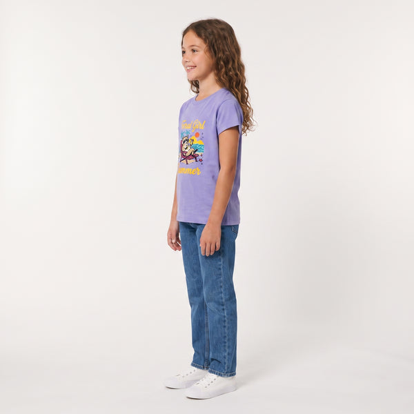 Regular Fit Slip On Printed Girls T-Shirt - Purple