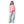 Crew Neck Printed Long Sleeves Oversized T-Shirt - Coral Pink