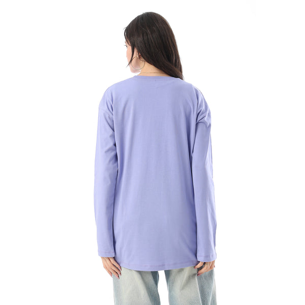 Crew Neck Printed Long Sleeves Oversized T-Shirt