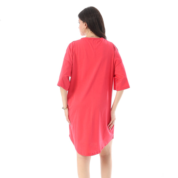 Printed Short Sleeves Oversized Sleepshirt - Watermelon