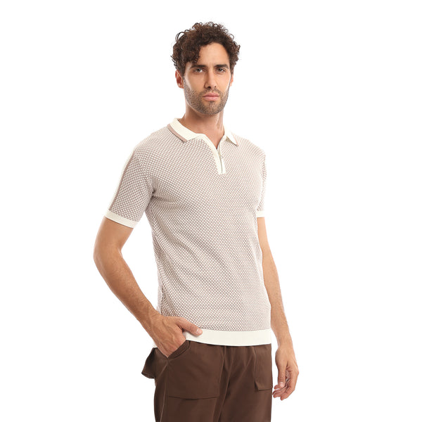 Micro-Pattern_Jacquard_Knit_Polo_Shirt_-_Nude_&_Off-White