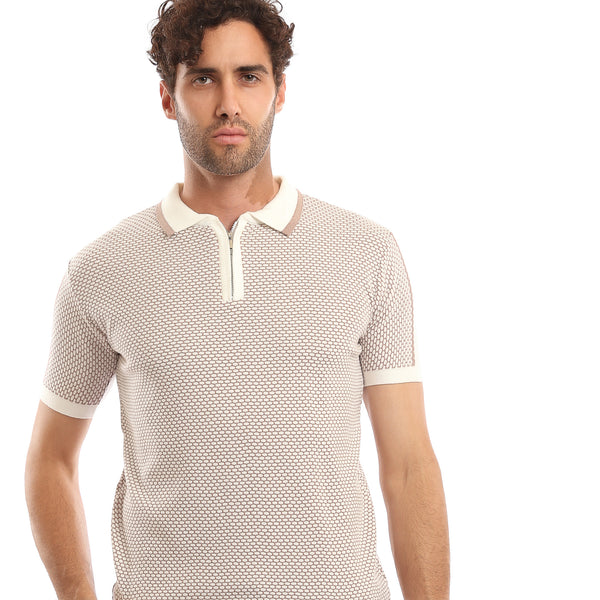 Micro-Pattern_Jacquard_Knit_Polo_Shirt_-_Nude_&_Off-White