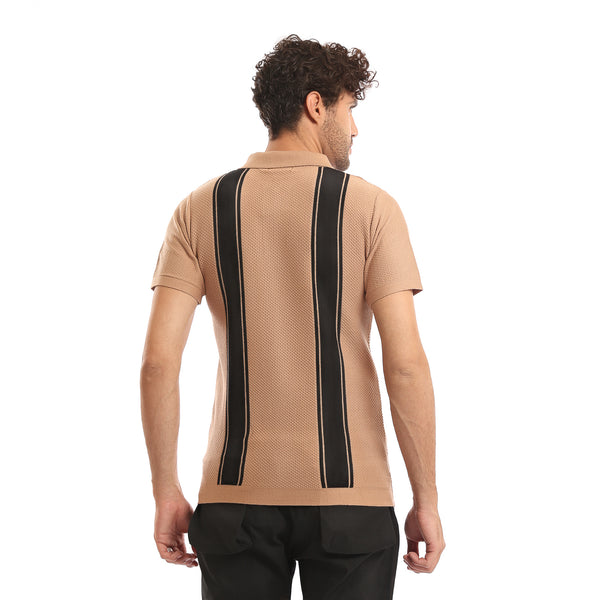 Wide_Striped_Short_Sleeves_Polo_Shirt_-_Dark_Nude_&_Black