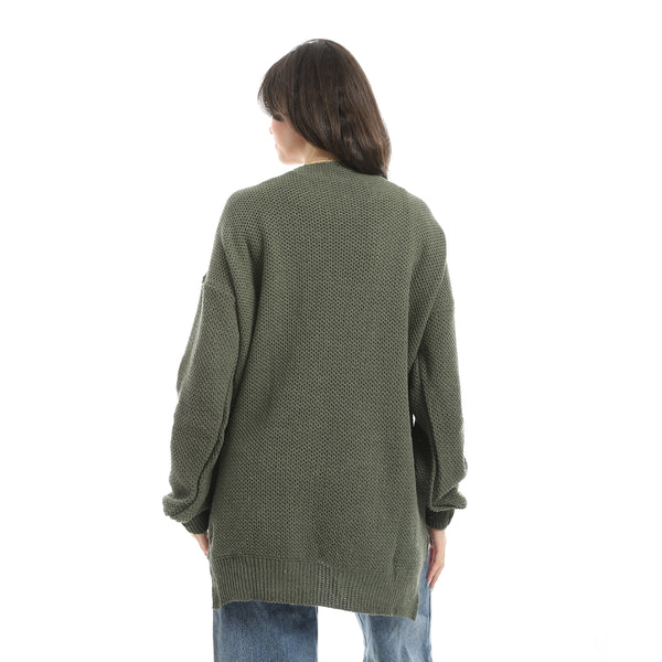 V-Neck_Knitted_Plain_Pullover_-_Olive