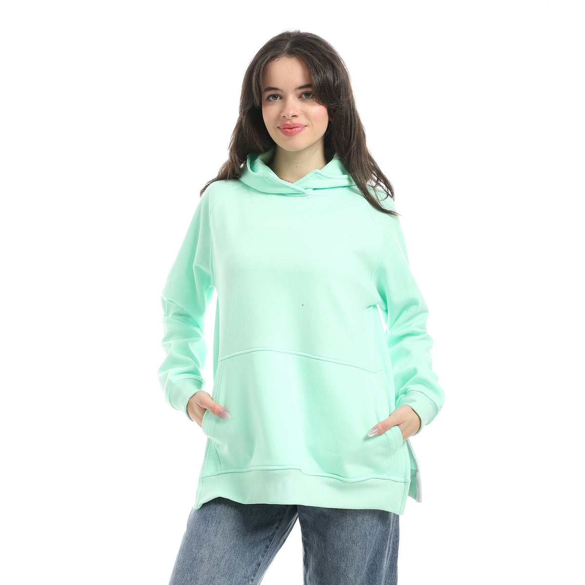 Aqua_Green_Kangaroo_Pockets_Slip_On_Cotton_Hoodie-Aqua_Green