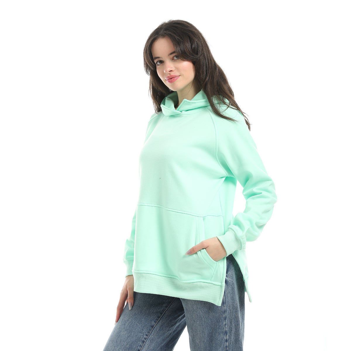 Aqua_Green_Kangaroo_Pockets_Slip_On_Cotton_Hoodie-Aqua_Green