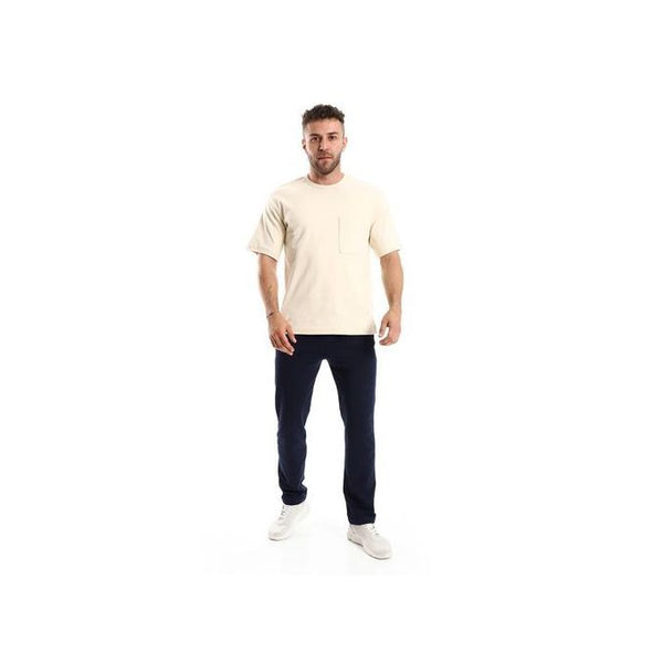 Soft Elastic Waist with Drawstring Sportive Pants - Navy Blue