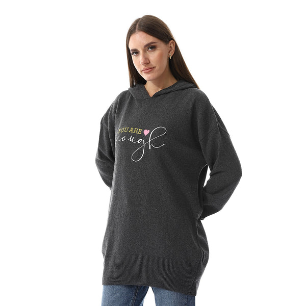 "You Are Enough" Embroidered Slip On Burgundy Sweater