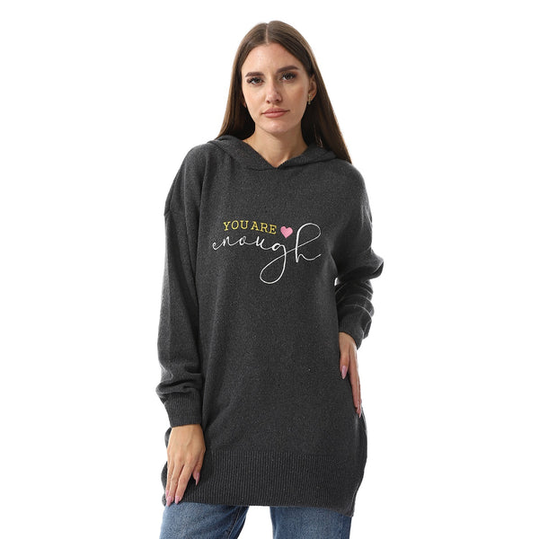 "You Are Enough" Embroidered Slip On Burgundy Sweater