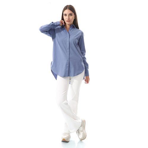 Hidden Button Placket Plain Shirt