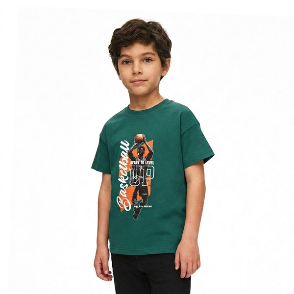 Boys_Shorts_Sleeves_Printed_Tee_-_Teal_Green
