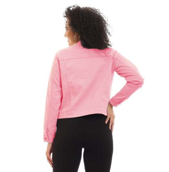 Casual Plain Buttoned Denim Dusty Rose Jacket