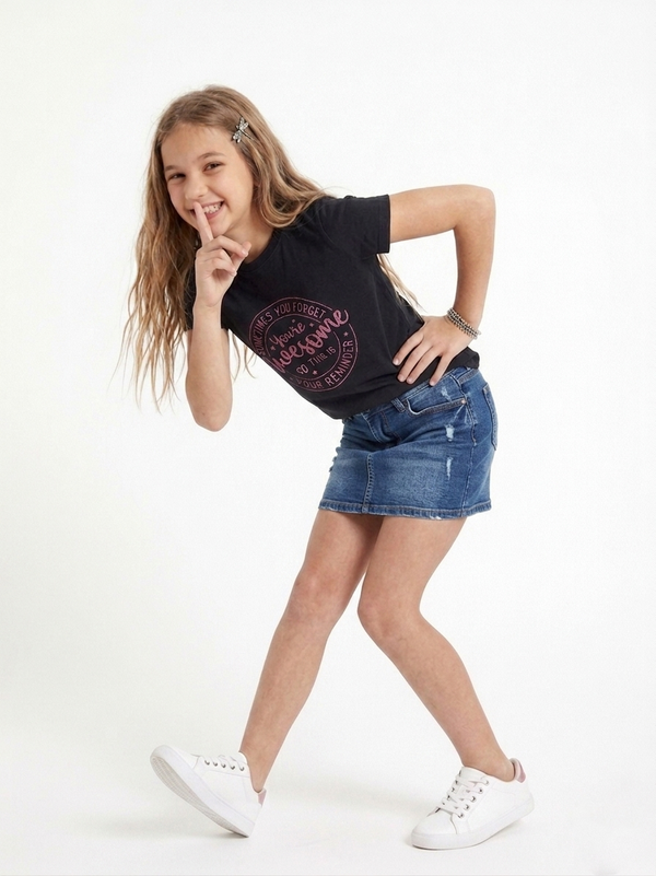 Girls_Cotton_Printed__Regular_T-Shirt_-_Black