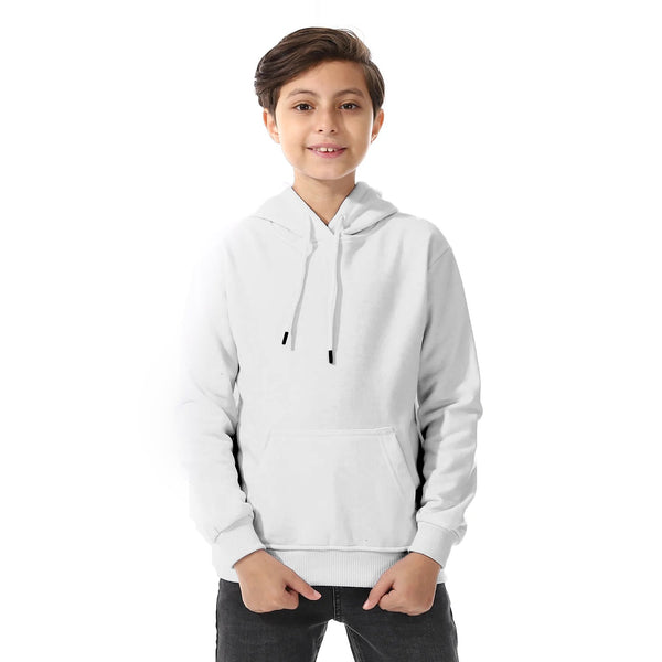 Gray Kangaroo Pockets Fleeced Boys Hoodie