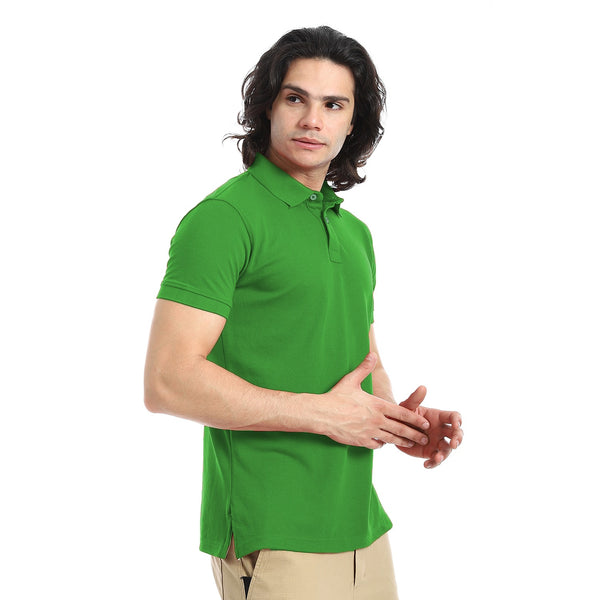 Pique_Pattern_Short_Sleeves_Green_Polo_Shirt